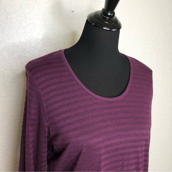 Eileen Fisher purple striped cashmere blend long sleeve knit tunic top - Picture 2 of 13